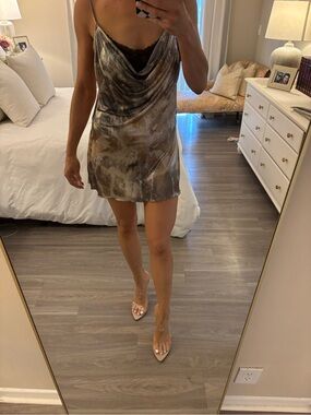 🥂 Jaded London Metallic Abstract Cowl Neck Mini Dress 🥂